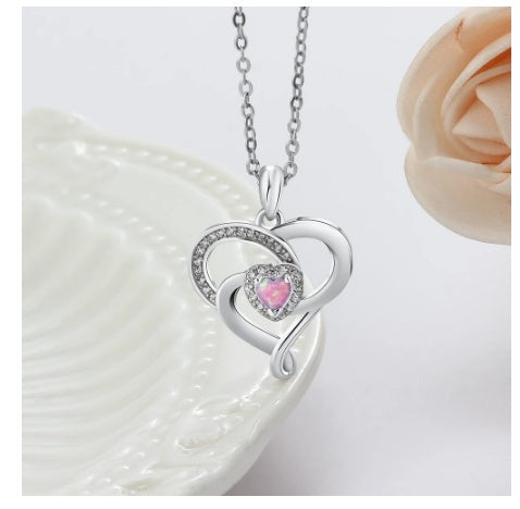 Amora Heart Personalized Silver Necklace