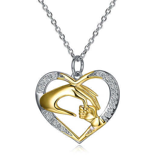 Hands of Love – Sterling Silver Heart Necklace