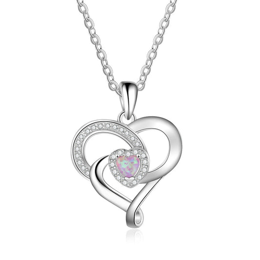 Amora Heart Personalized Silver Necklace