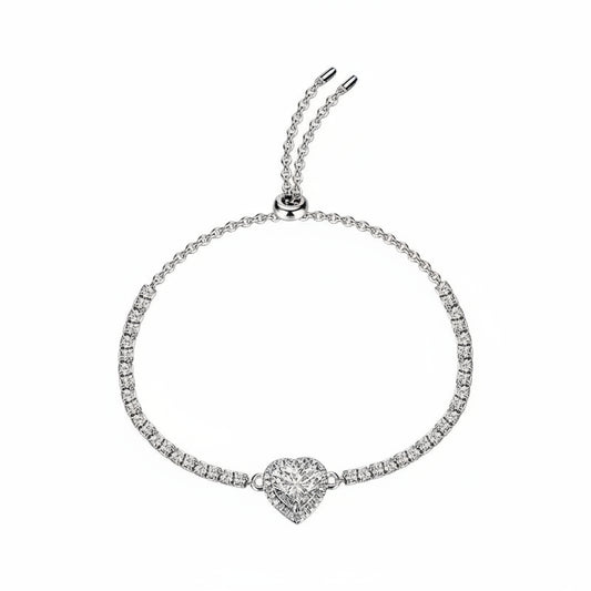 Everheart  S925 Sterling Silver Moissanite Heart Bracelet