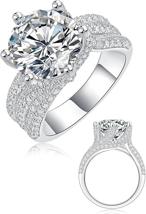 5ct Moissanite Engagement Ring – 11mm Center Stone, D Color VVS1