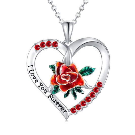 Forever Rose S925 Sterling Silver “I Love You Forever” Necklace