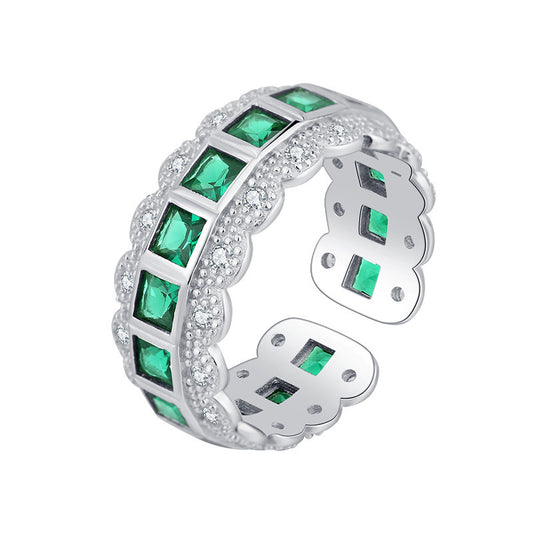 Lace Edge Green Zirconium Ring Female