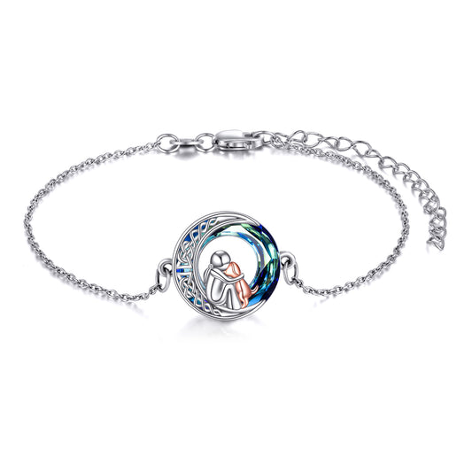 Paw Love  Adjustable S925 Sterling Silver Girls’ Dog Bracelet with Crystal